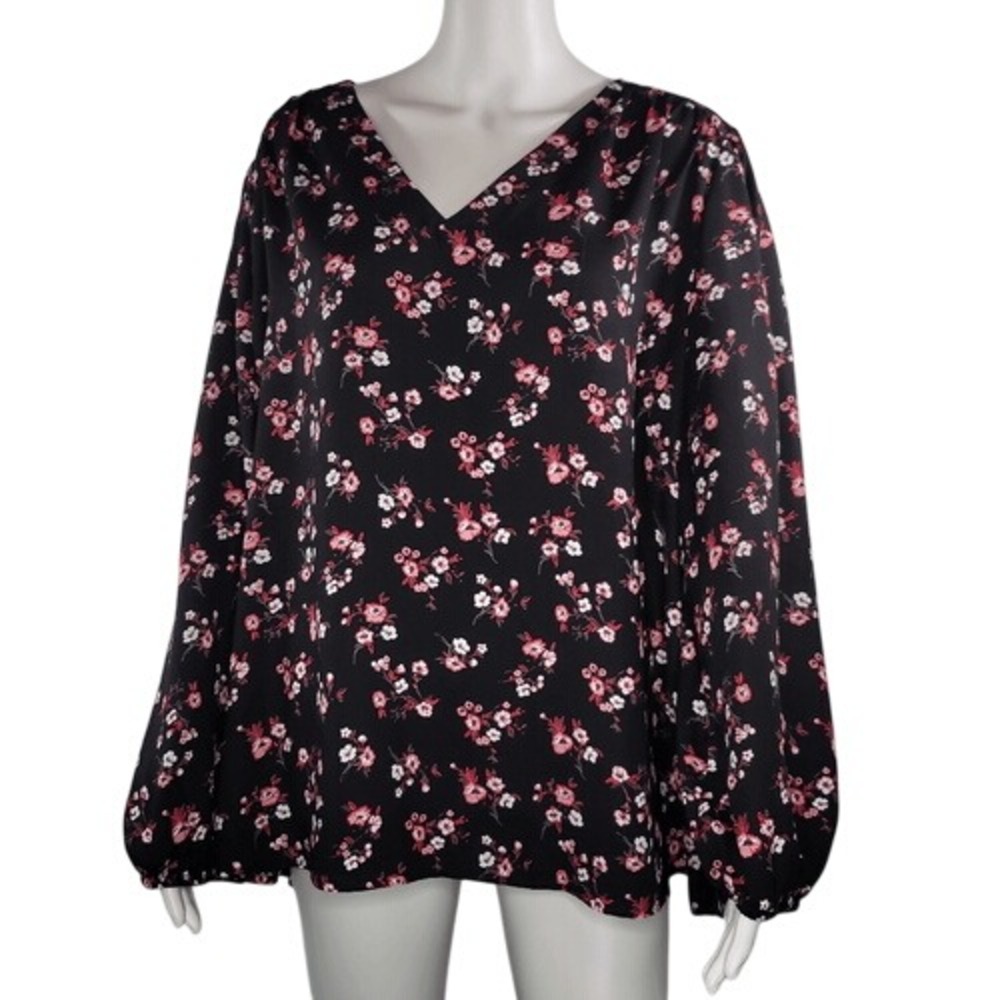 Morgan Taylor Black & Pink Floral Blouse